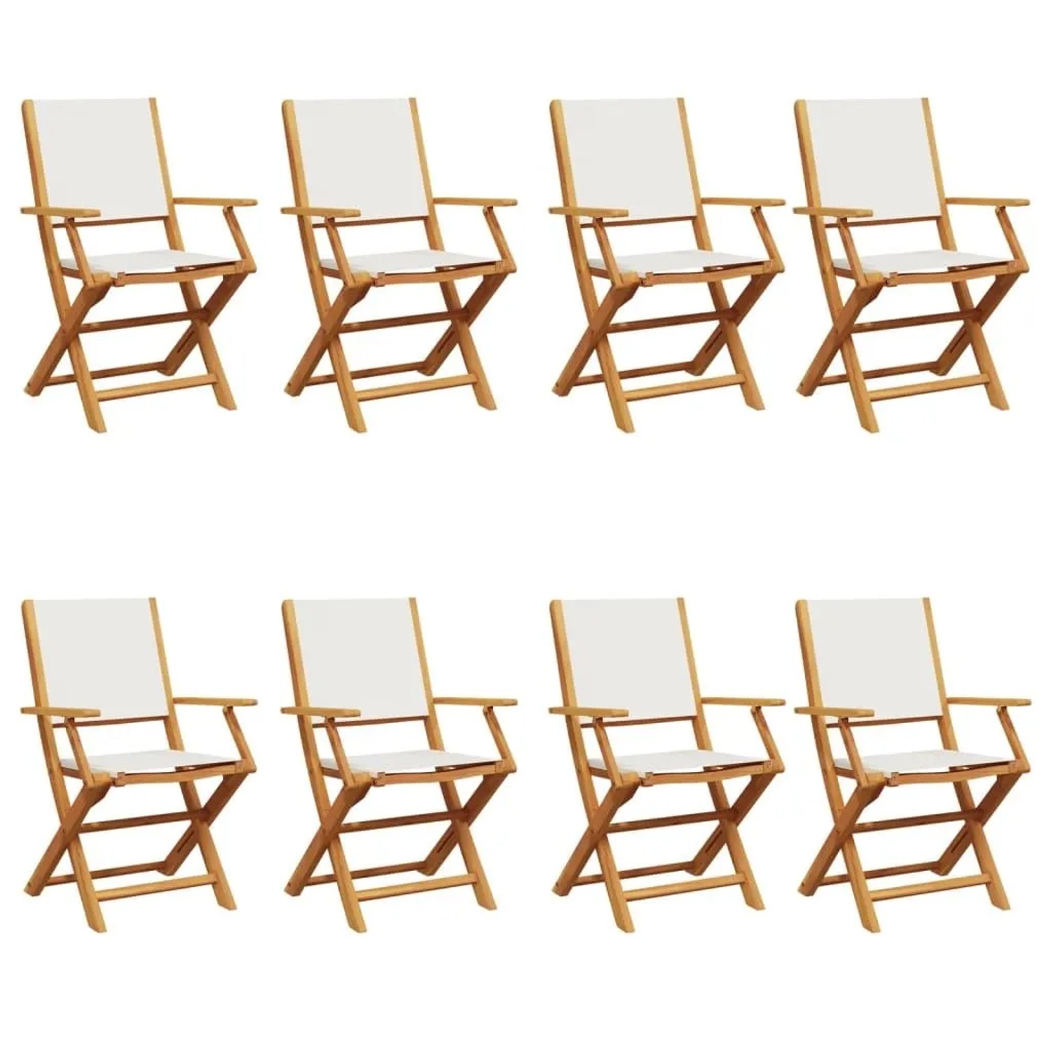 vidaXL Gartenstühle 8 Stk Klappbar Cremeweiß Stoff und Massivholz 3214576 günstig online kaufen