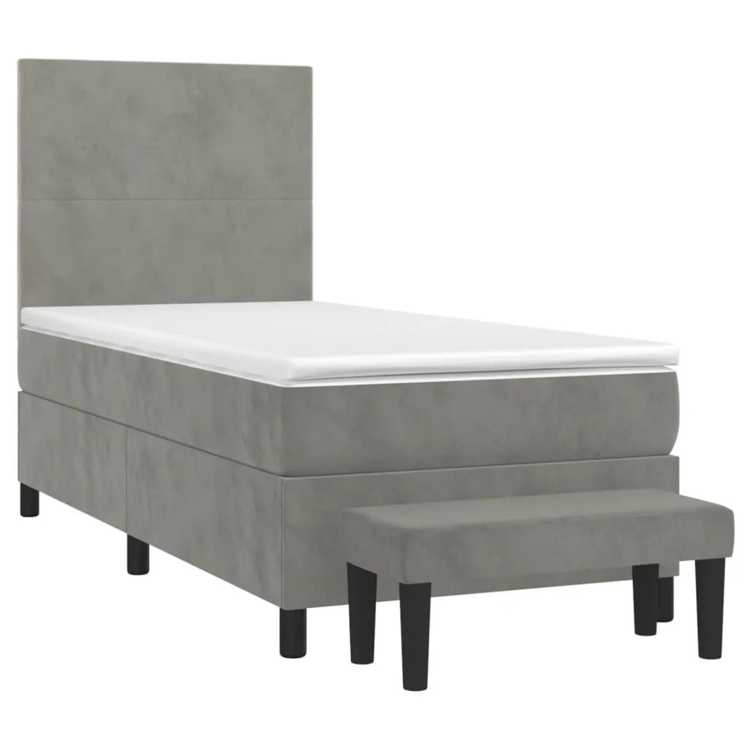 vidaXL Boxspringbett mit Matratze Hellgrau 90x190 cm Samt 3137695 günstig online kaufen