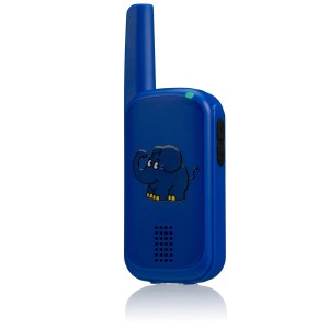 Blaues DieMaus Walkie-Talkie mit Elefantenmotiv für Kinder, Teil eines 2er Sets.