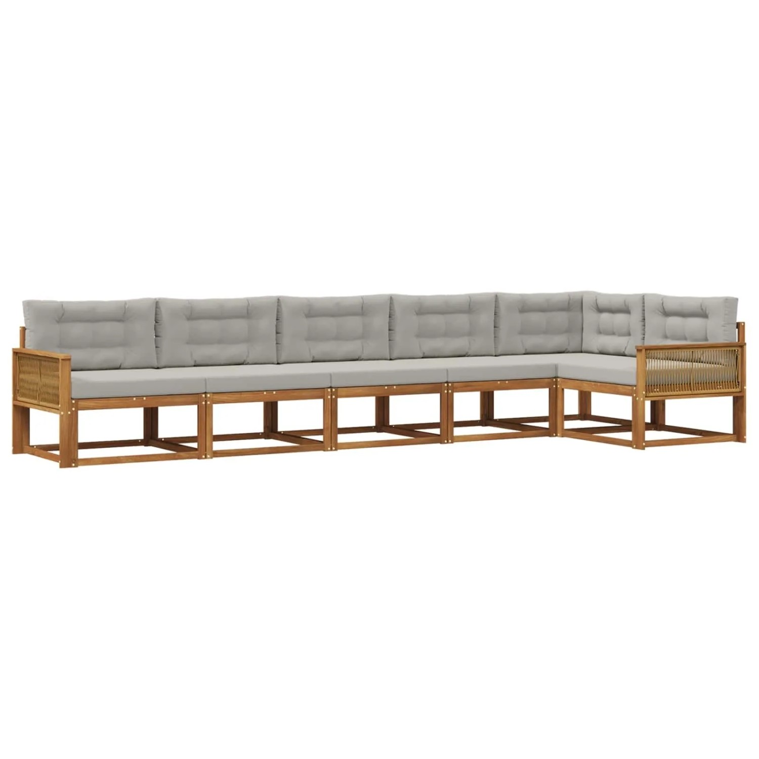 vidaXL Outdoor-Sofagarnitur mit Kissen 6 Stk Natur und Hellgrau 3382609