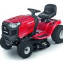 Roter Troy-Bilt Rasentraktor Pony 92T-S mit Seitenauswurf und schwarzem Sitz.