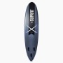 Grau-schwarzes Suprfit SUP Stand-Up-Paddling Board Lailani 10'8 mit Logo und drei Finnen. Robustes Allround-Paddelboard für Wassersport.