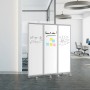 Mobile, beschreibbare Trennwand mit Rollen, 180x180 cm, ideal für Büro und Präsentation.