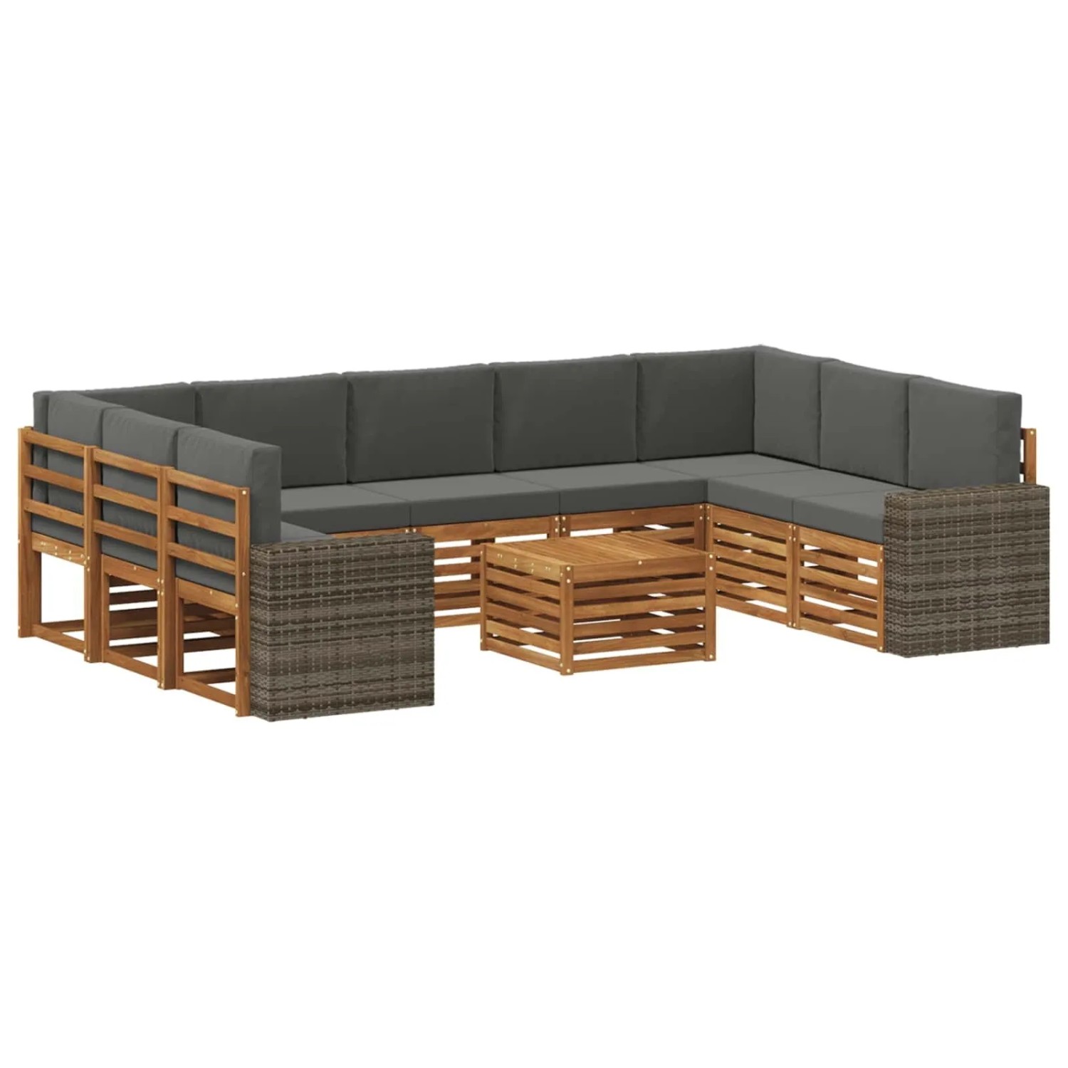 vidaXL Sofagarnituren 10 Stk Natur und Anthrazit Massivholz Akazie 3384878