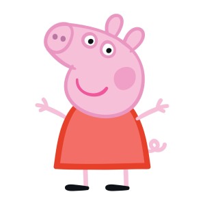 Wandtattoo Peppa Wutz in Rosa und Rot, 8,5x15cm. Selbstklebend für Kinderzimmer.