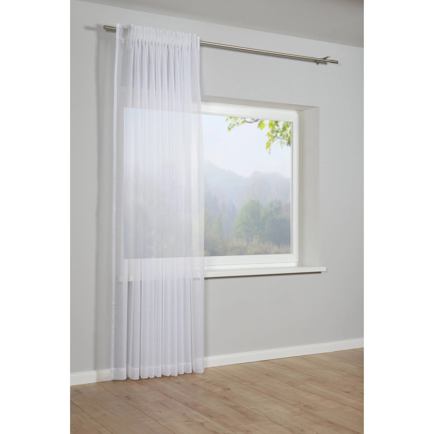 Bennetti Gardinenschal Weiß Voile mit Gardinenband 175 x 450 cm kaufen bei OBI