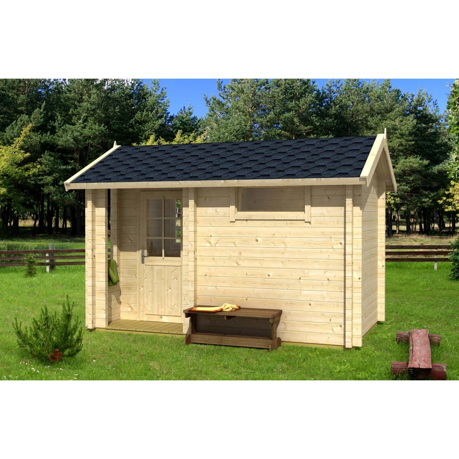 Finntherm Gartensauna Basel-70 Natur 407 cm x 230 cm