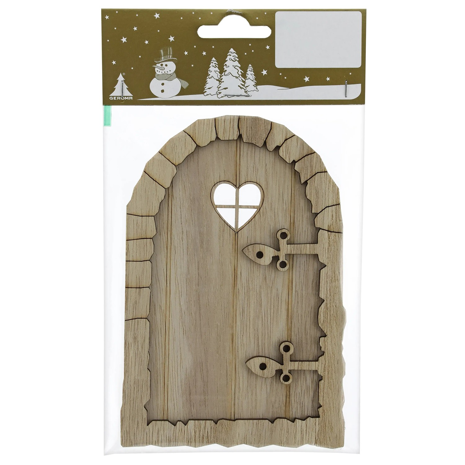 Weihnachts-Deko Tür aus Holz 9,5 cm x 14 cm Natur