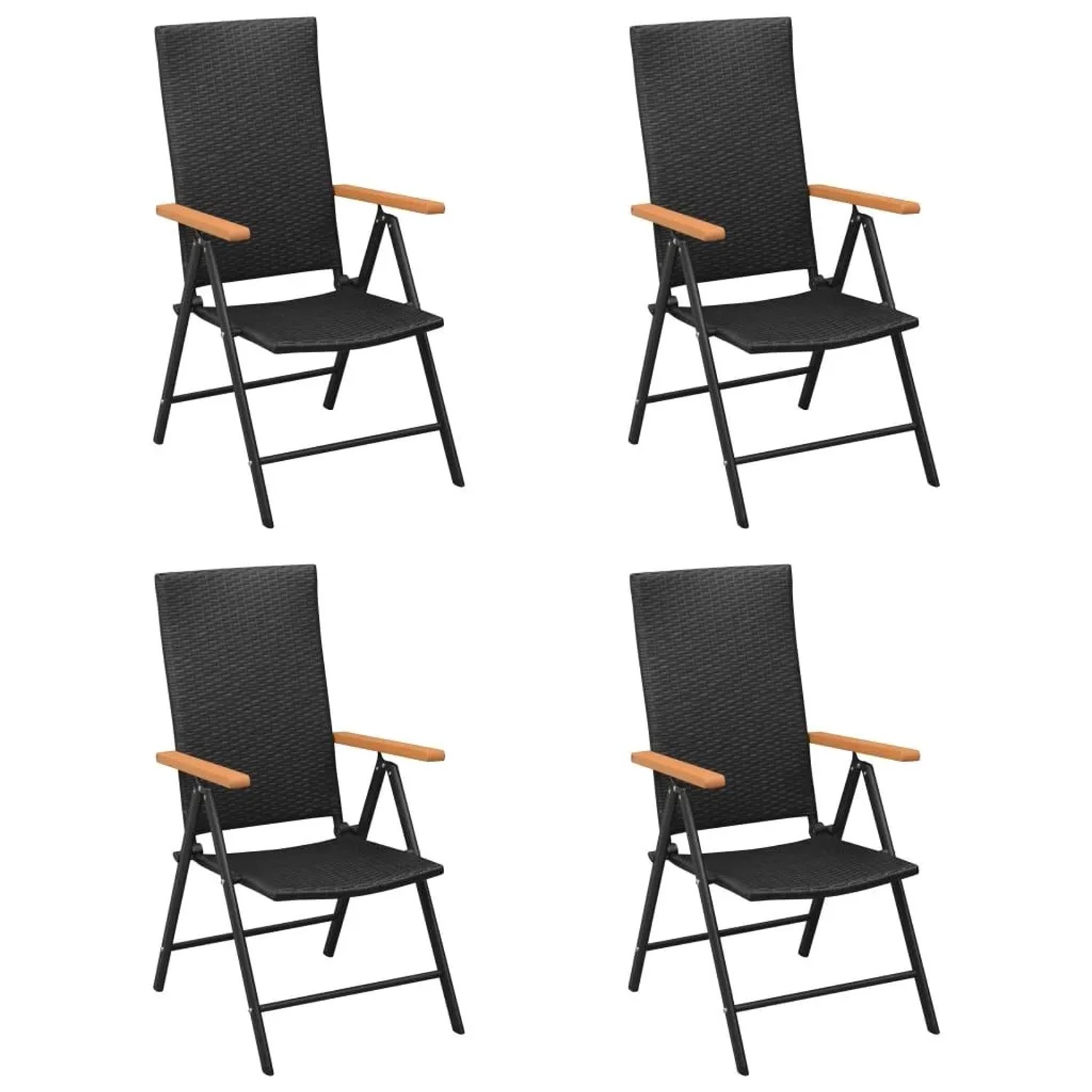 Furnicato Gartenstühle 4er Set Aus Pe-rattan Mit Aluminiumrahmen 55x64x105 Cm Schwarz
