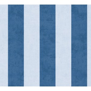 A.S. Creation Vliestapete mit blau-weißen Streifen, geeignet für Kinderzimmer.