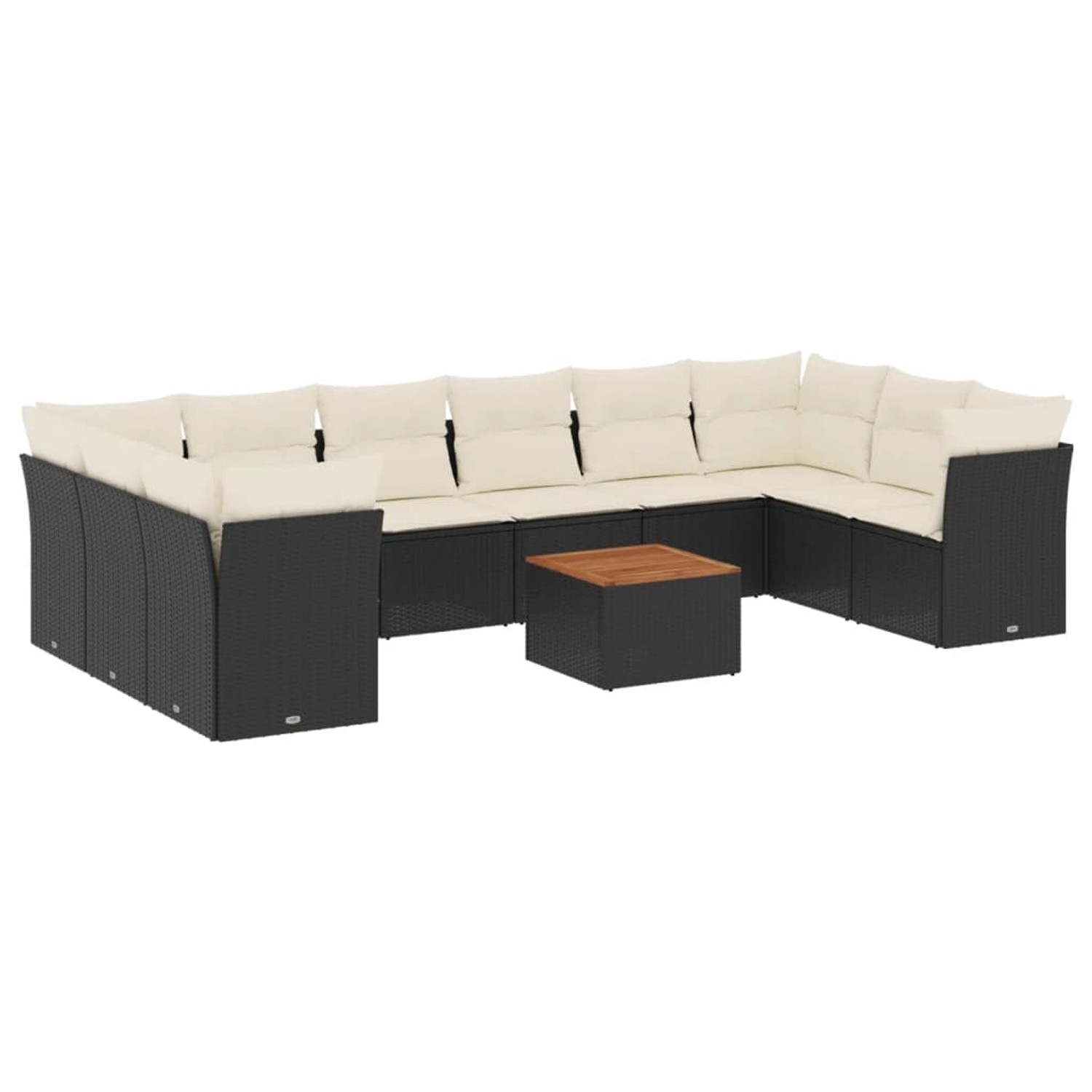 vidaXL 11-Tlg Garten-Sofagarnitur mit Kissen Schwarz Poly Rattan 3256161 günstig online kaufen