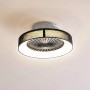 Schwarzer Lindby LED Deckenventilator mit Lampe, dimmbar, moderne Wohnzimmerleuchte.
