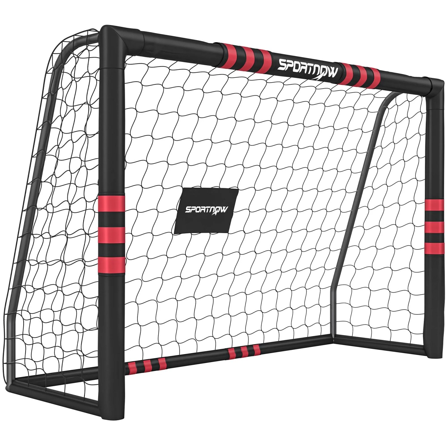 SPORTNOW Fußballtor Metall PE 180L x 60B x 120H cm Schwarz+Rot