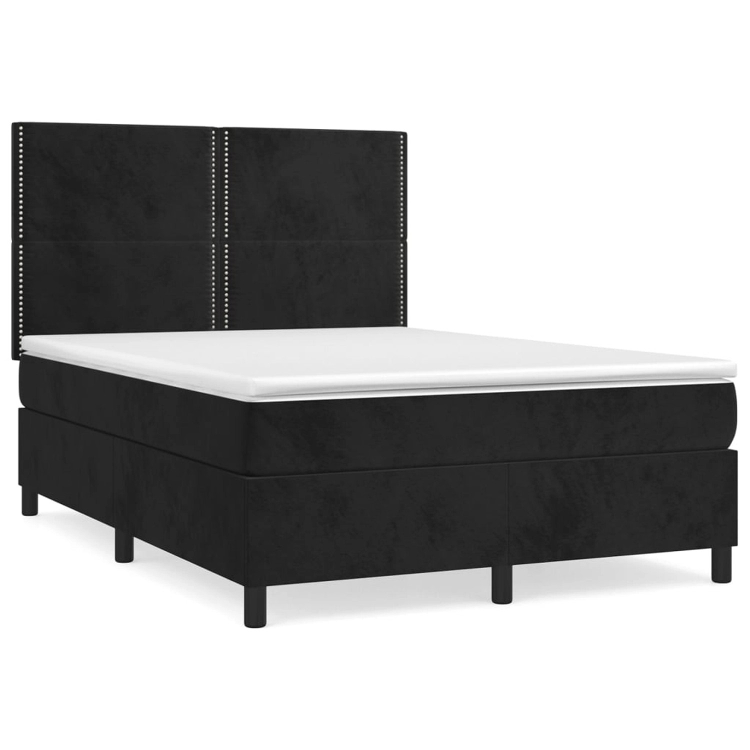 Vidaxl Boxspringbett Mit Matratze Schwarz 140x200 Cm Samt günstig online kaufen