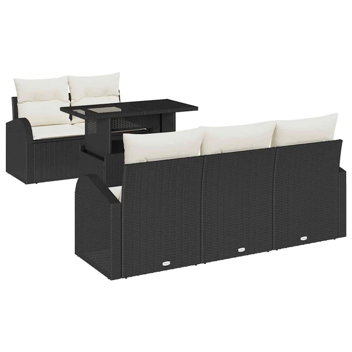 vidaXL Garten-Sofa-Set mit Kissen 6-Tlg Schwarz Poly Rattan 3348553 günstig online kaufen