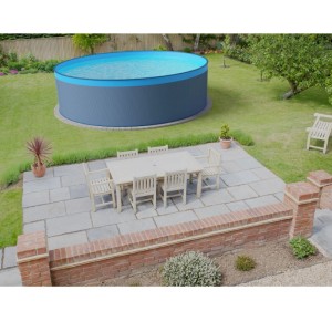 Runder Stahlwandpool Waterman, 450x90cm, anthrazitfarbene Stahlwand, blaue Folie.