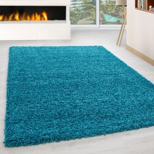 Türkiser Ayyildiz Hochflorteppich Life, 200x290 cm. Flauschiger Shaggy-Teppich für Wohnräume.