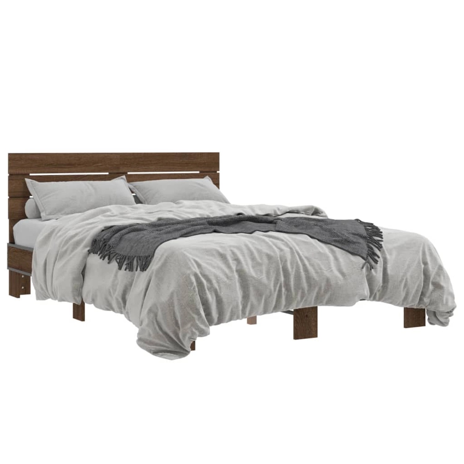 vidaXL Bettgestell Braun Eichen-Optik 120x190 cm Holzwerkstoff Metall 32801 günstig online kaufen