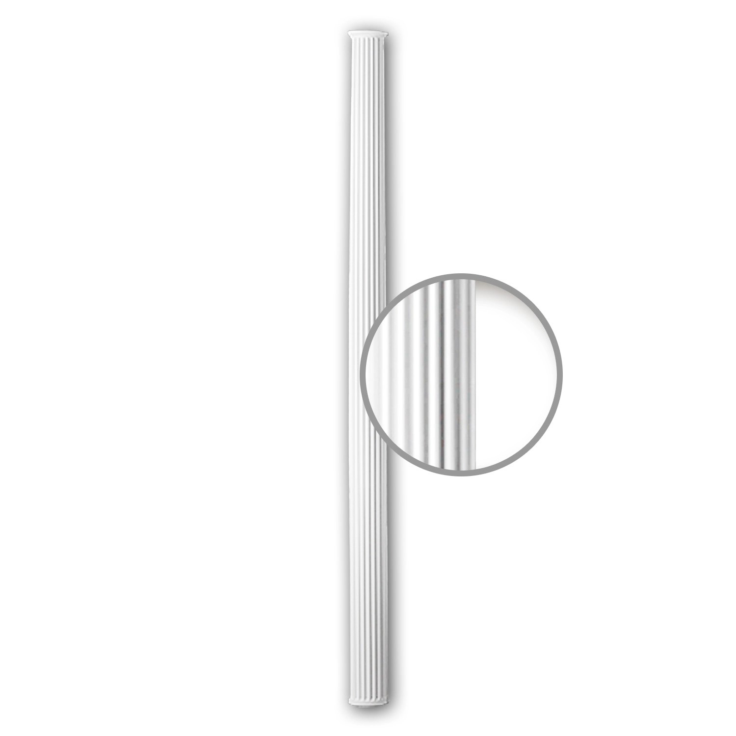 Weiße PROFHOME Halbsäule, 240cm, als Zierelement für Paneele & Stuckdekor.