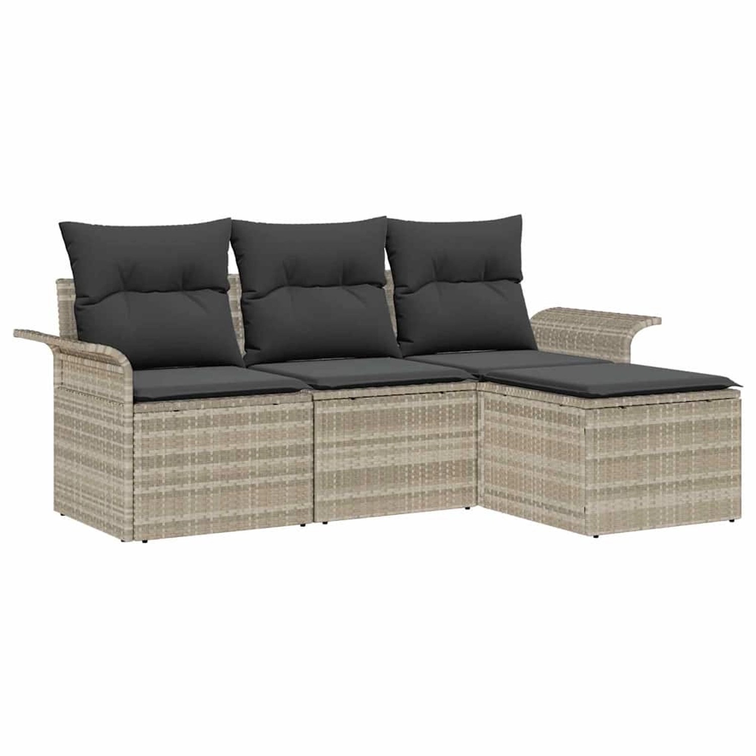 vidaXL Garten-Sofa-Set mit Kissen 4-Tlg Hellgrau Poly Rattan 3353981 günstig online kaufen