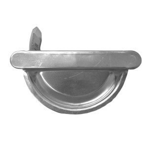 Rinnenendstück RG 75 links, gebördelt, aus Aluminium für die Dachrinne.