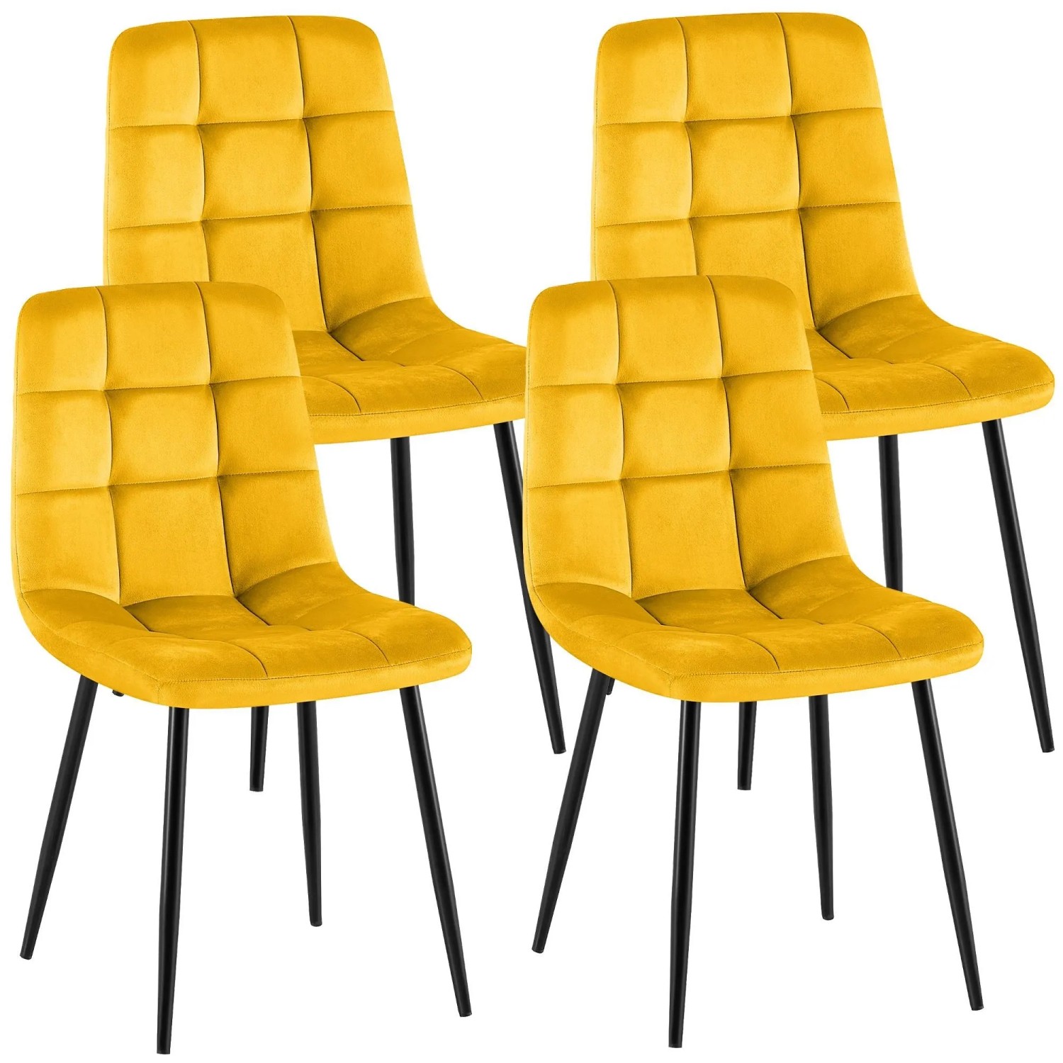 CLP 4er Set Esszimmerstühle Antibes Samt Gelb