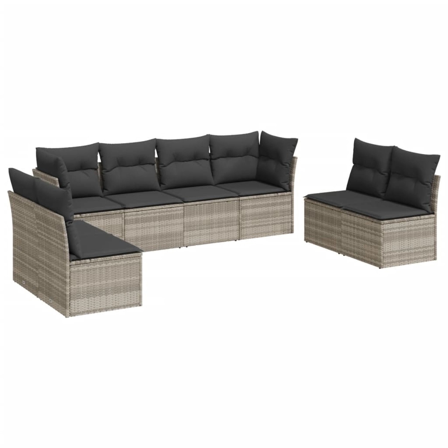 vidaXL 8-Tlg Garten-Sofagarnitur mit Kissen Hellgrau Poly Rattan 3217452 günstig online kaufen