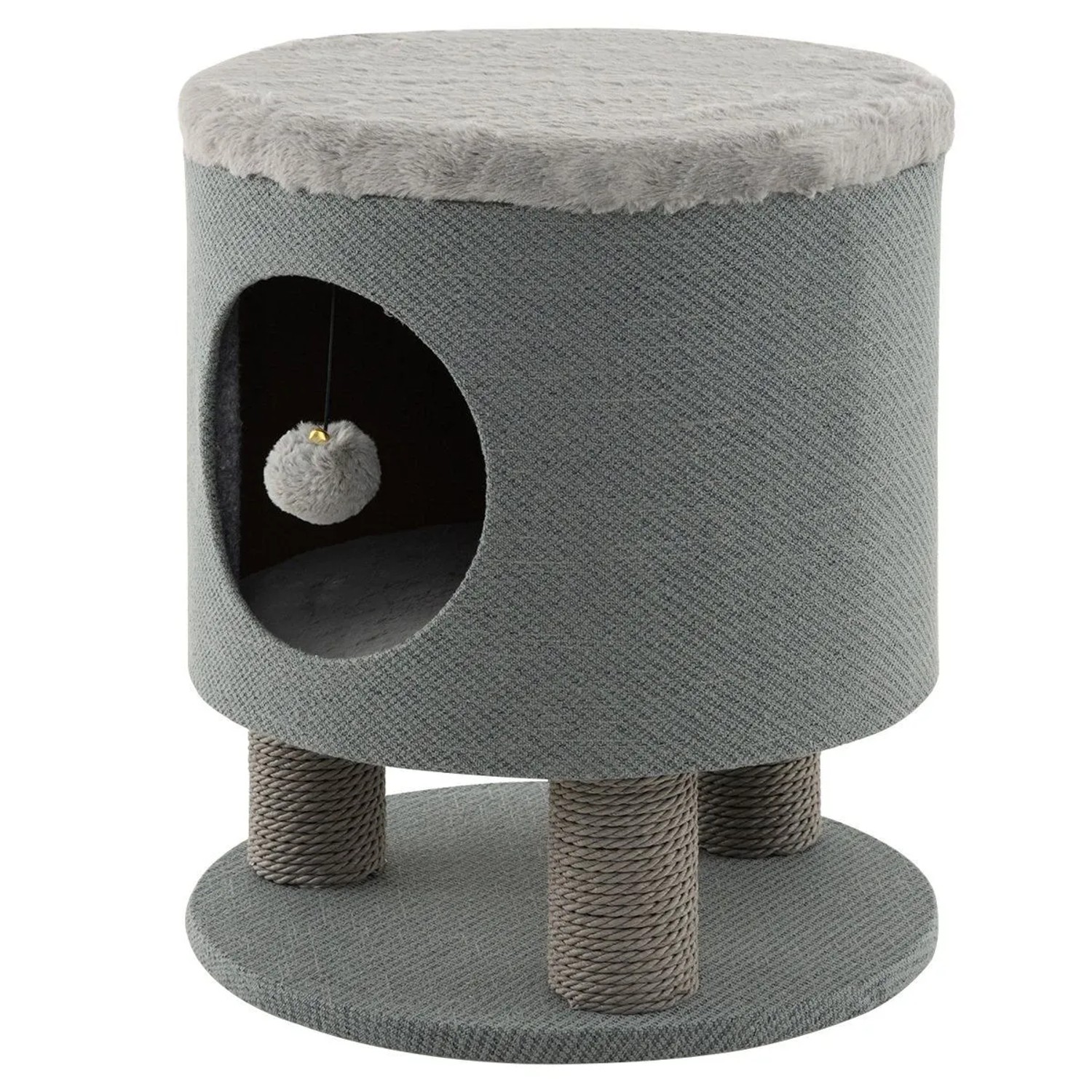 Costway Katzenmöbel Kletterbaum Katzenhöhle & Hocker Grau 40 x 40 x 47 cm