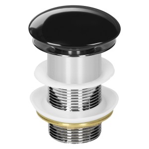 LuxeBath Ablaufgarnitur für Waschbecken ohne Überlauf Schwarz Glänzend