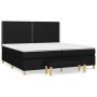Schwarzes vidaXL Boxspringbett (200x200 cm) mit Matratze, Auflage und Bank. Stoffbezug.