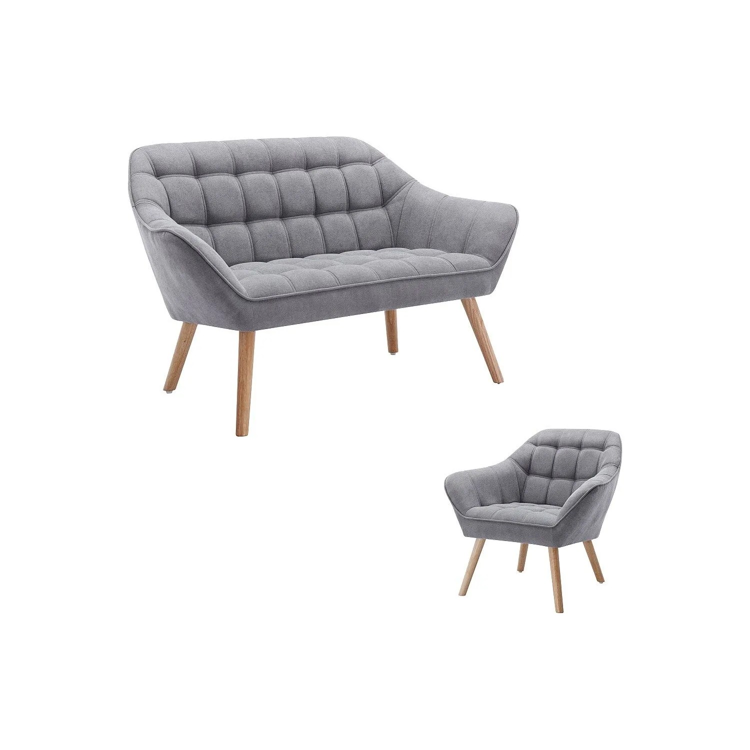 Vente-unique Couchgarnitur Mit Sessel Caserta Grau 127 cm  82 cm