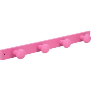 Pinke Siro Hakenleiste aus Buchenholz mit 4 Haken, ideal für Kinderzimmer.