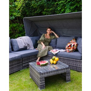Beliani Lounge Set CORTE Dunkelbraun 152x230x153