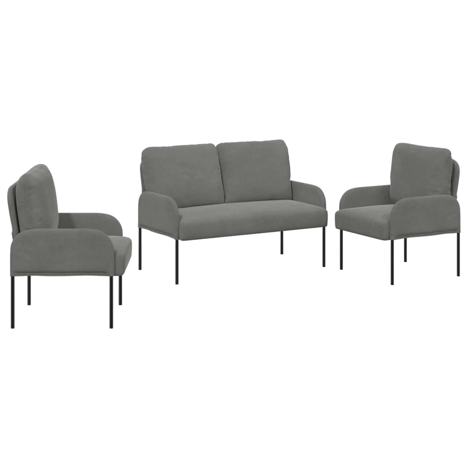 vidaXL Sofagarnituren 3 Stk Dunkelgrau 115 x 56 x 80 cm Sperrholz 3406218
