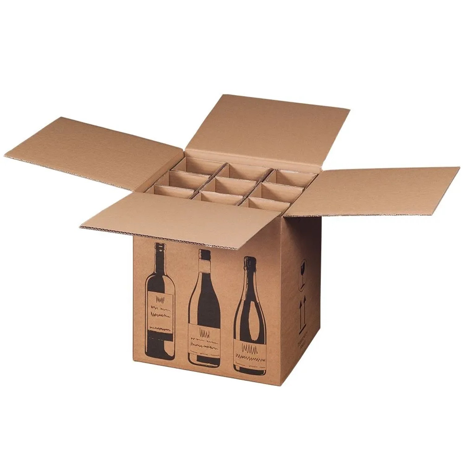 PROREGAL Mega Deal 140x Versandkarton für Weinflaschen 9 Flaschen inkl. Einlage LxBxH 316x305x368mm Braun Flaschenversandkarton Flaschenkarton
