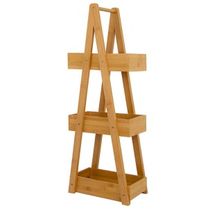 DuneDesign Badregal aus Bambus mit 3 Körben, ca. 80cm hoch, ideal für Badutensilien.