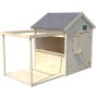 Soulet Kinderspielhaus Epicerie aus naturbelassenem Holz mit Pergola und Minibar.