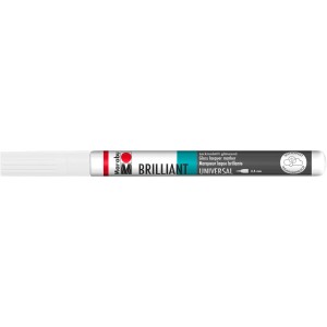 Marabu Brilliant Painter Lackmalstift, 0,8 mm, Weiß, für Textilien und glatte Oberflächen.
