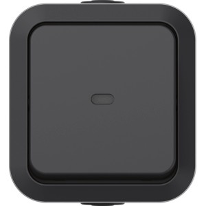 Aufputz Taster Aqua Pro, beleuchtet, grau-anthrazit, für Feuchtraum und Außenbereich.