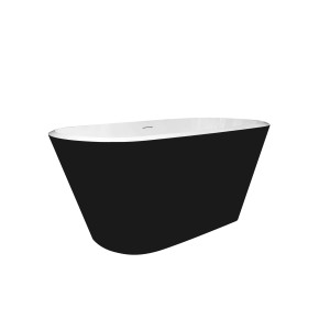 AICA Freistehende Badewanne 150x72cm Schwarz Matt Acrylwannen Badewannen Komplettset Vorinstalliertes Zubehör Inkl.Ab-/Überlauf