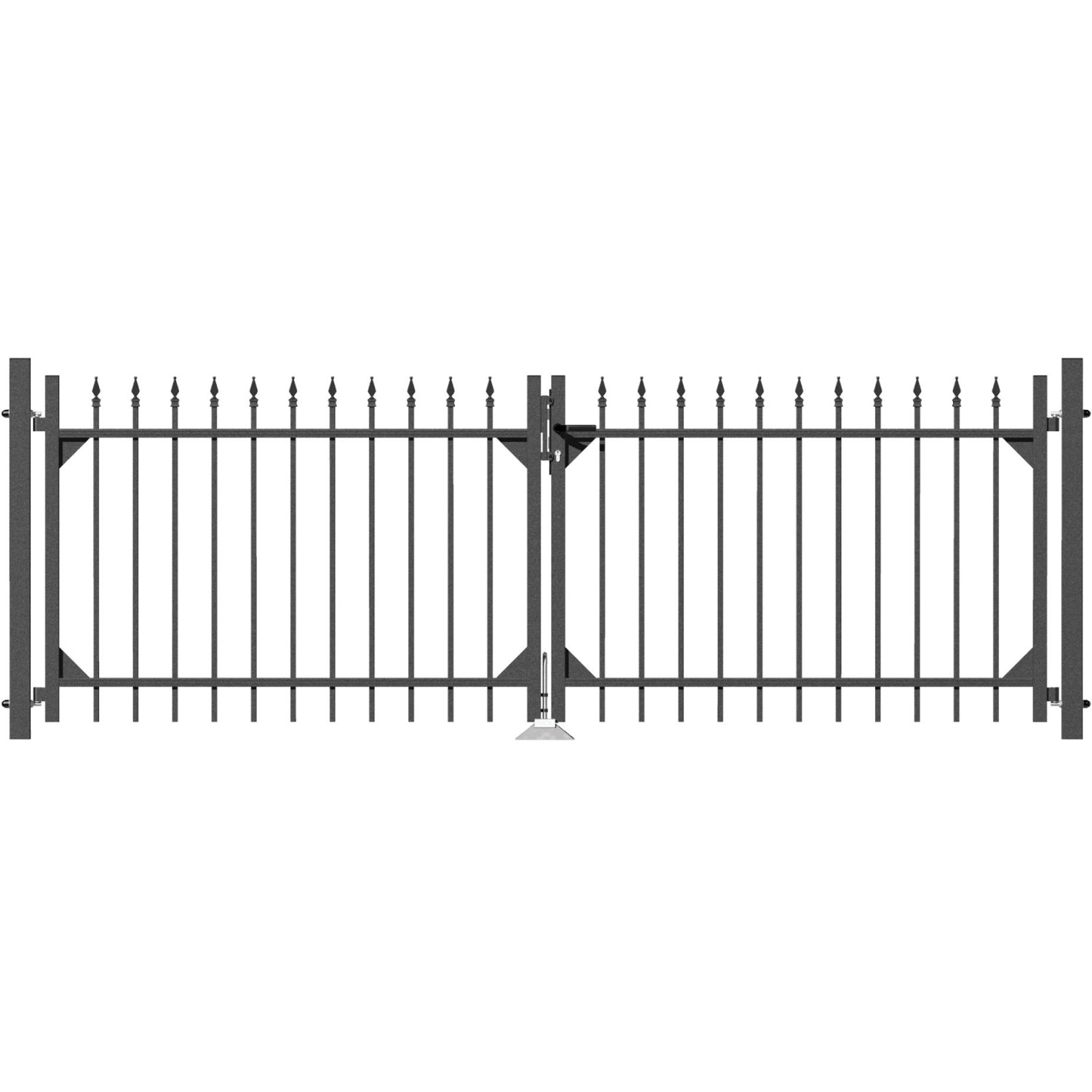 Metallzaun DoppeltorSet Chaussee Anthrazit z. Einbetonieren 100 cm x