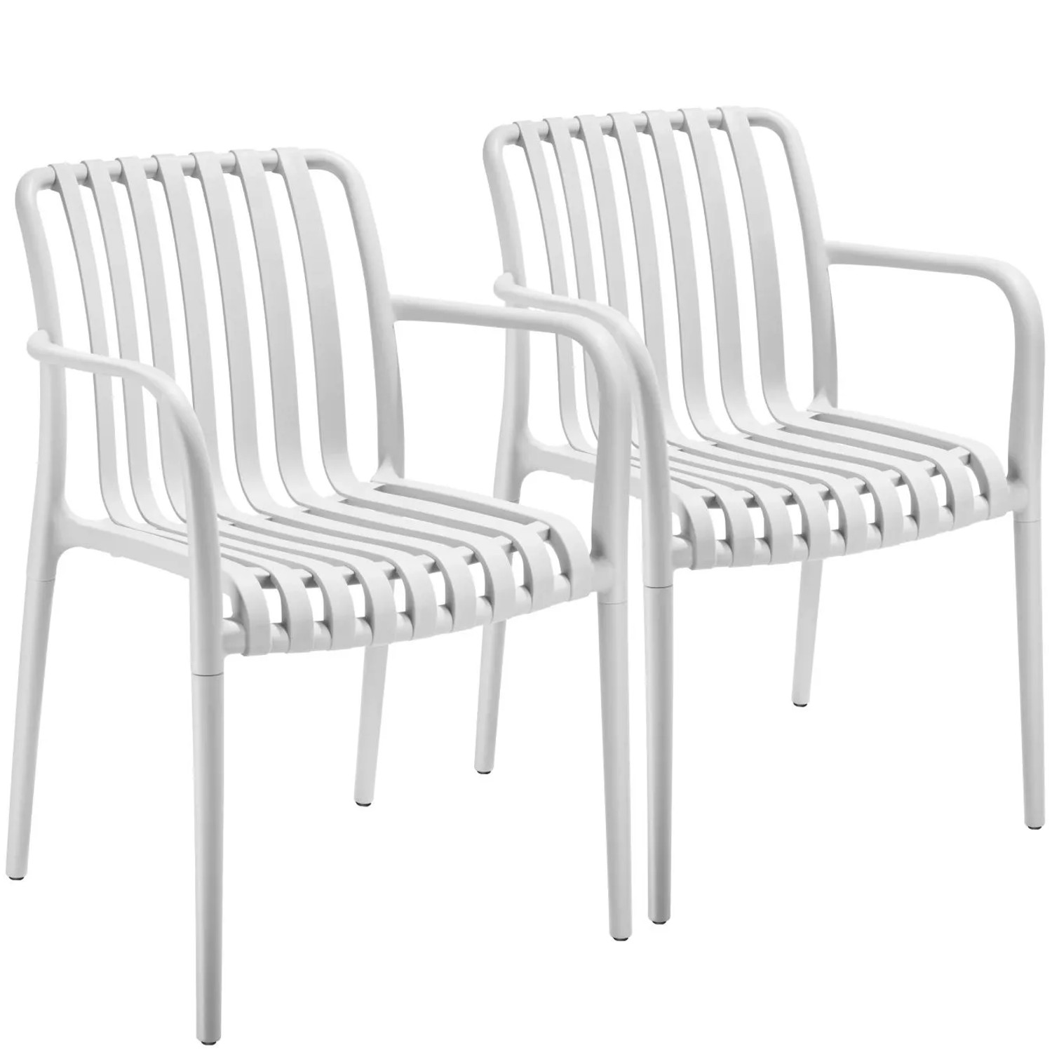 Tectake Gartenstühle Alcudia Wetterfest und UV Beständig Platzsparend Stapelbar Creme 2er Set