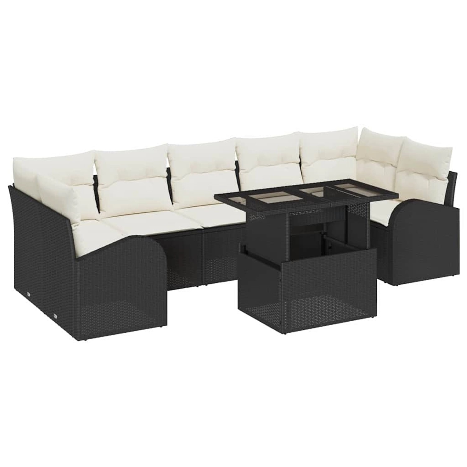 vidaXL 8-Teiliges Garten-Sofa-Set mit Kissen in Schwarz Poly Rattan 3348593 günstig online kaufen
