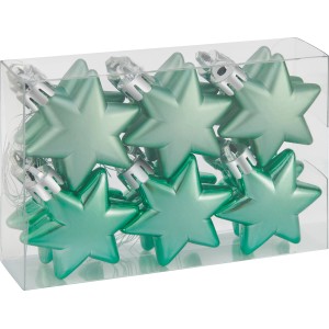 Baumschmuck-Set: 12 mintgrüne Sterne (5 cm) zur Weihnachtsdekoration.