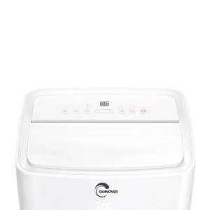 Sannover Klimaanlage, mobil, reversibel, 4,1 kW. Weißes Klimagerät mit Touch-Bedienfeld.