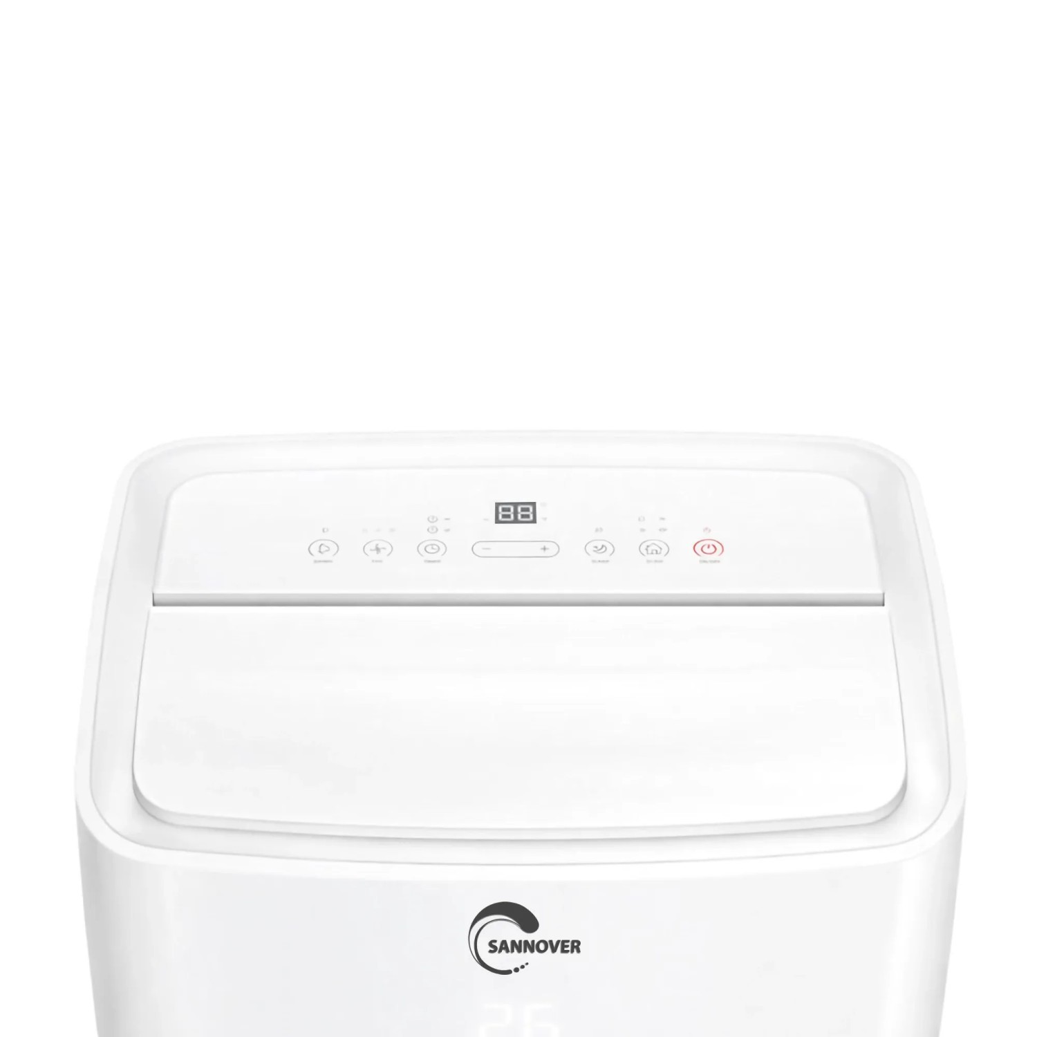 Sannover Klimaanlage, mobil, reversibel, 4,1 kW. Weißes Klimagerät mit Touch-Bedienfeld.