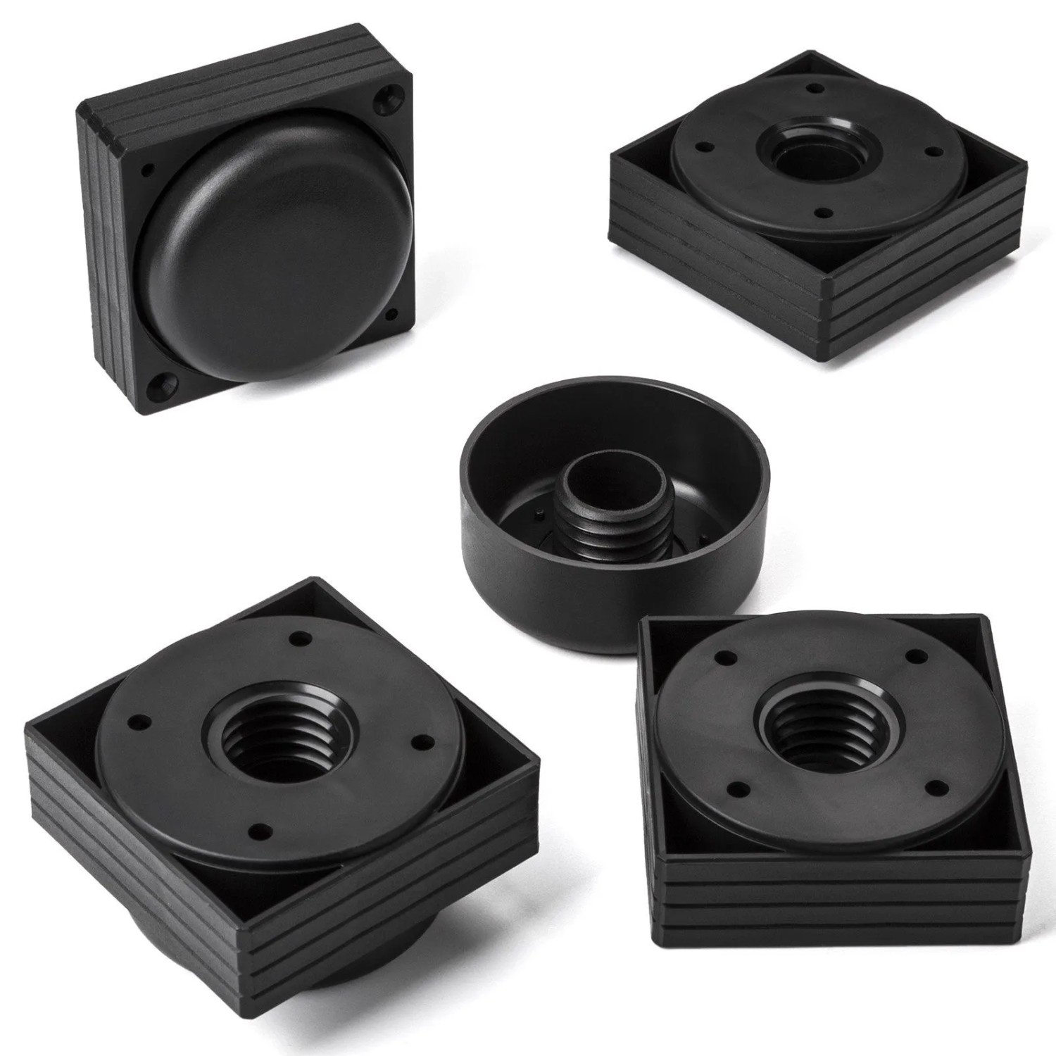 SOTECH Möbelfüße HOTEL Eckig Klein 60 x 60 mm Höhenverstellbar von 25 Bis 35 mm