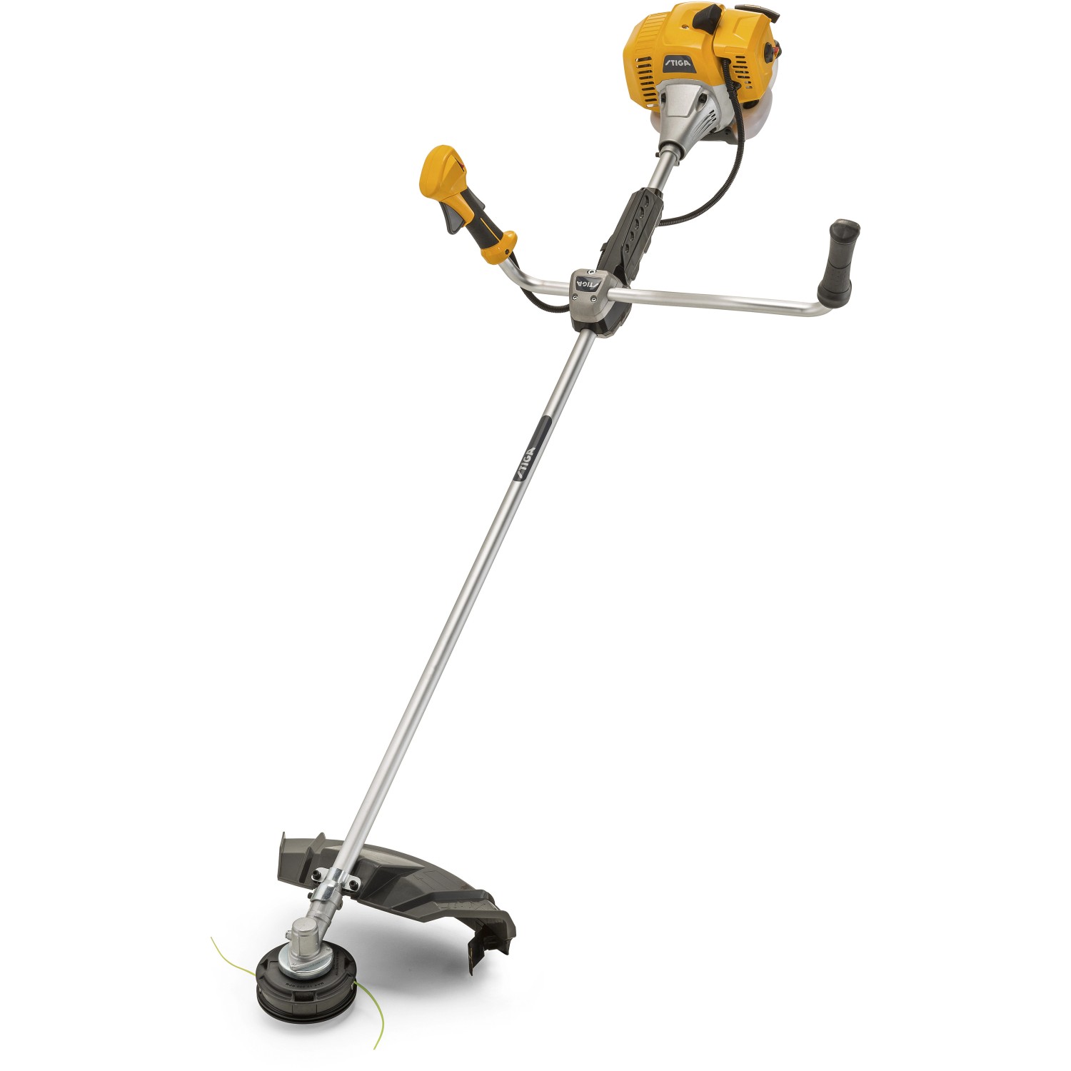 Stiga Benzin-Motorsense BC 535 B mit Bikehandle-Griff und Doppelfadenspule.