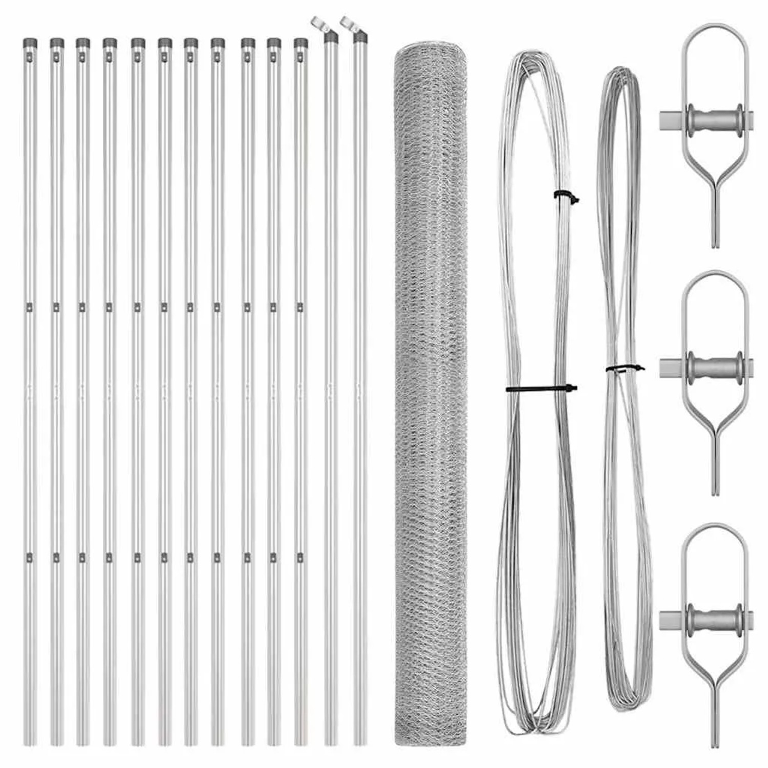 vidaXL Zaunpfosten Silber 25 x 1,5 m 13 mm Maschenweite Stahl 3352966 günstig online kaufen