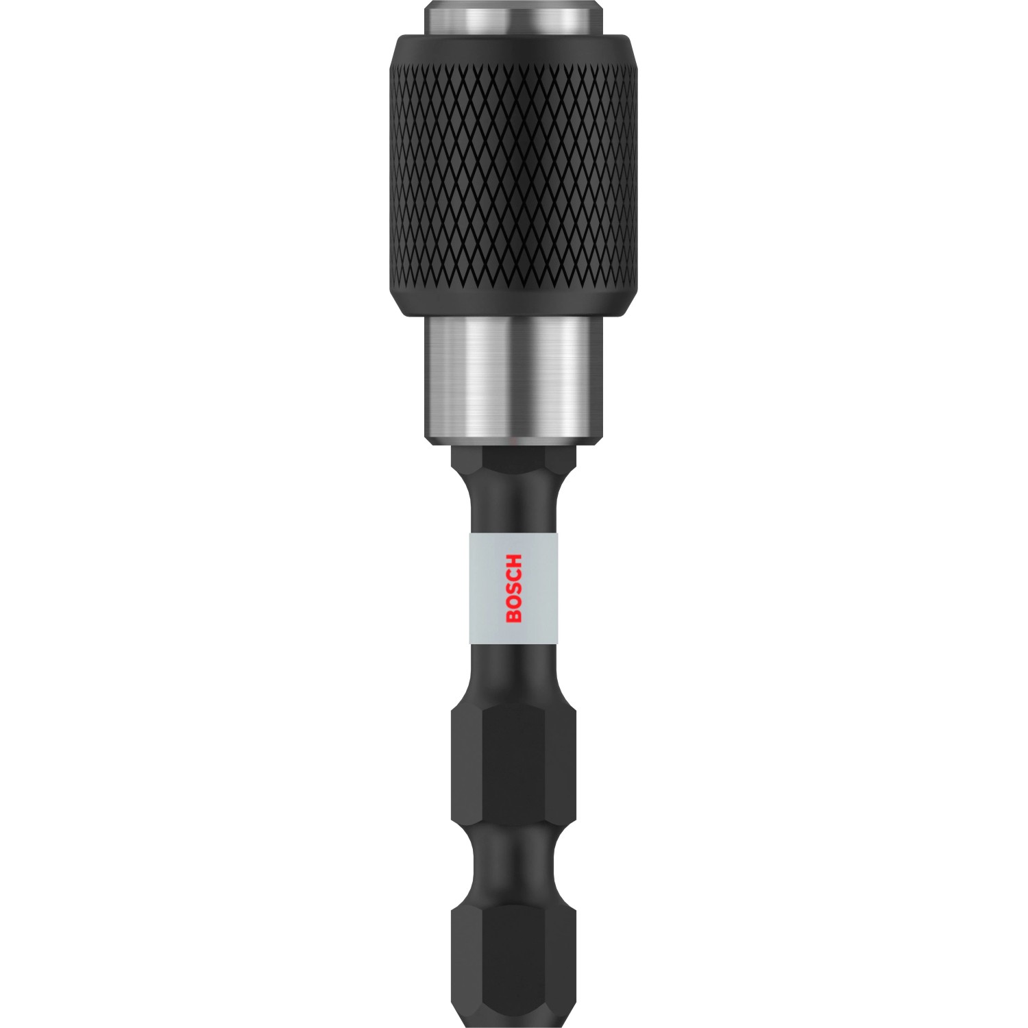 Bosch Schnellverschluss-Bithalter Impact Control, schwarz-silber, mit griffiger Oberfläche für schnellen Bitwechsel.